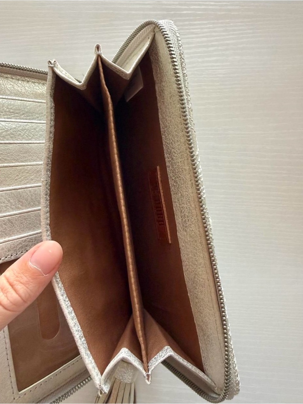 HOBO Metallic Silver Zip-Around Tassel Wallet - Picture 6 of 7